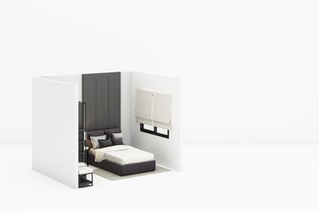 Interior bedroom modern classic style mock up with white furniture on white background 3D rendering