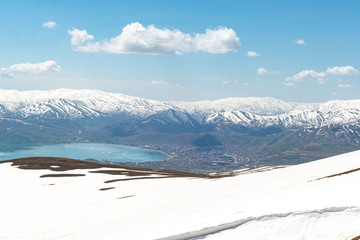 Tatvan, Bitlis - Turkey. A view from Nemrut Caldera ( Nemrut Lake and Van Lake ) in Tatvan - Bitlis.