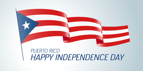Puerto Rico happy independence day greeting card, banner vector illustration