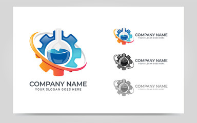 Gear lab industry logo design. Editable logo design. Vector graphic illustration