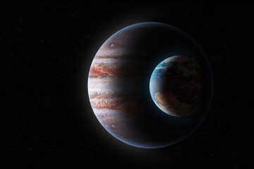 Obraz na płótnie Canvas Crescent of Jupiter and Earth