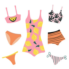 fashion swimwear, bikini, underpants with tropical print