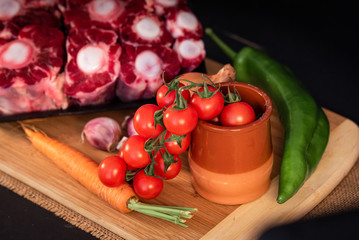 Ingredientes para receta de carne y verduras