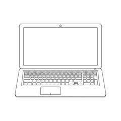 Laptop. Flat vector illustration icon. Stylish computer outline symbol isolated on a white background. The screen can be used as a place for text and art. Monitor as a frame. For web design, banners.