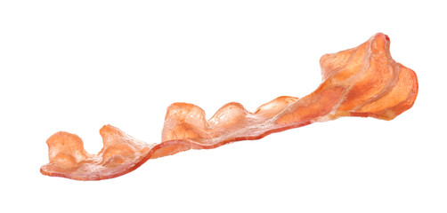 Fried bacon on white background