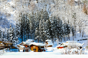 Snow at shirakawago.a UNESCO world heritage site in 1995, Japan.