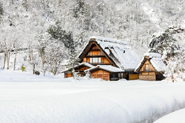 Snow at shirakawago.a UNESCO world heritage site in 1995, Japan.