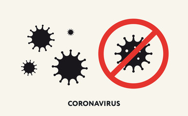 Stop Virus. Beware of Coronavirus. Stay Home. Flat Vector Icon.
