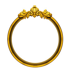 Round wooden vintage frame isolated on white background, including clipping path