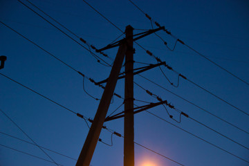
Large 10,000 megawatt electric transmission support with glass insulators and many wires