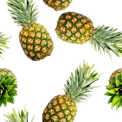 Fototapeta premium Seamless pattern of a pineapple texture isolated on white.