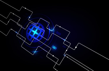 Abstract, technology, lines, blue world vector