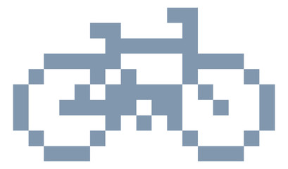 Bike or bicycle icon in a pixel 8 bit video game art style