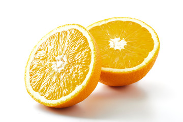 fresh orange fruit half isolated on white