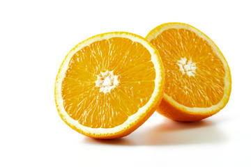 fresh orange fruit half isolated on white