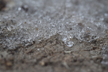 close up of a snow covered road