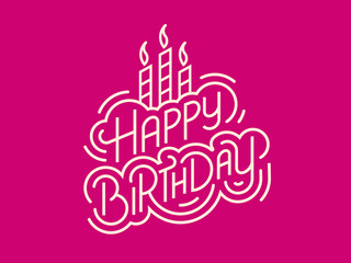 Happy Birthday - vector lettering in linear style for greetings, cards