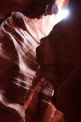 Page, Arizona / USA - August 05, 2015: Rock formations inside Upper Antelope Canyon, Page, Arizona, USA