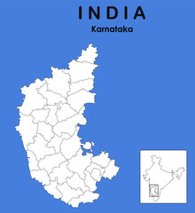 Karnataka district map with names vector illustration. Karnataka map