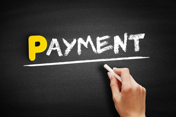 Fototapeta premium PAYMENT text on blackboard, business concept background