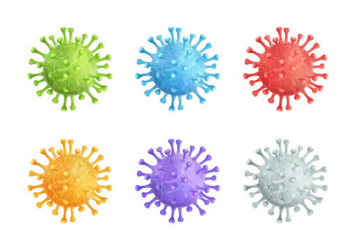 Coronavirus Covid-19 Vector 3d Illustration Colorful Set