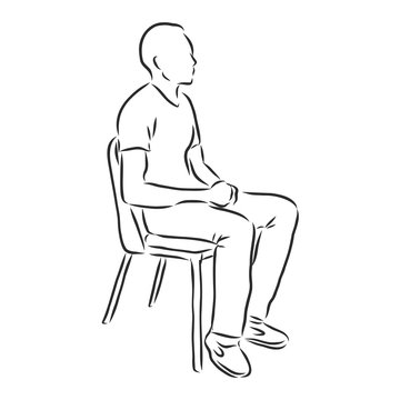 recommend clip art: man sitting on a chair, vector sketch illustration