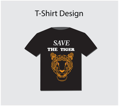T-shirt design vector illustration of save the tiger theme art.