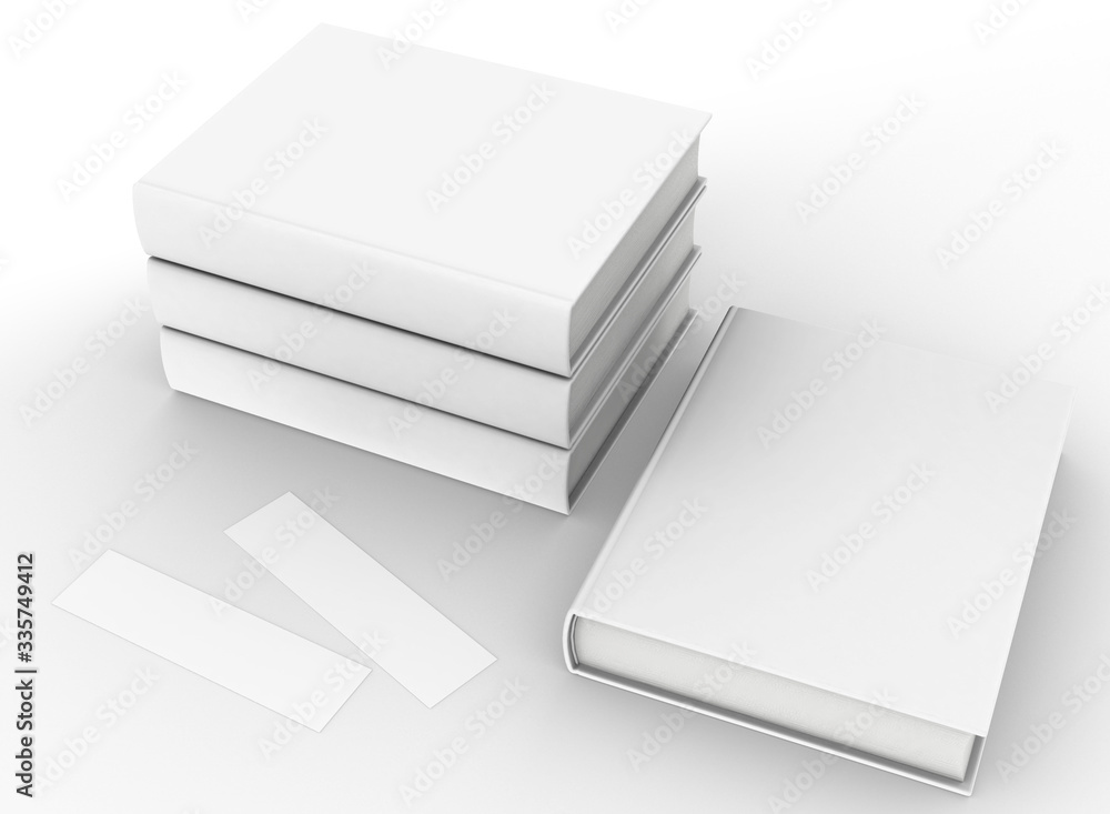 Poster template empty hardcover book mockup set white background , 3d rendering