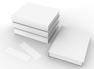 template empty hardcover book mockup set white background , 3d rendering	
