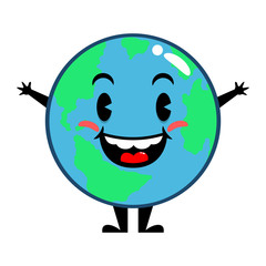 Funny Planet Earth Mascot Characters with happy facial expressions Cartoon Vector