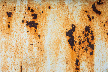 White Rust Metal Decayed Crumpled Sheet Wide Background. Weathered Iron Rusty Isolated Metallic Texture. Corroded Steel Structure. Abstract Web Banner.