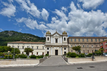 Obraz premium Images of the square of Cerreto Sannita, a village in the province of Benevento in Italy