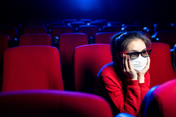 sick person cinema mask watch movie public virus