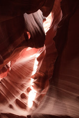 Page, Arizona / USA - August 05, 2015: Rock formations inside Upper Antelope Canyon, Page, Arizona, USA