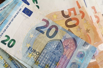 20 Euro banknotes and 50 Euro banknotes background.