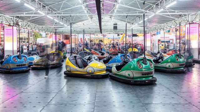 Timelapse footage of electric bumper cars
