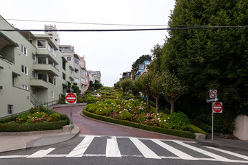Empty Streets of San Francisco during Covid-19 Pandemic, quarantine, famous Lombard street, California Usa