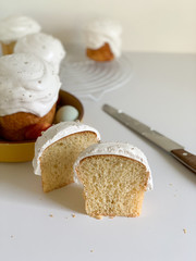 Easter cake inside on a white background