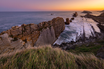 Broken Coast (Costa Quebrada) at dawn, Cantabria, Spain