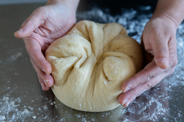 artisanal baking: hand kneading dough