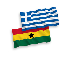 Flags of Greece and Ghana on a white background