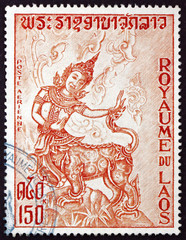 Postage stamp Laos 1972 Norasing, lion king from Himalayas