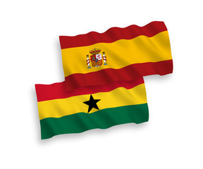 Flags of Ghana and Spain on a white background