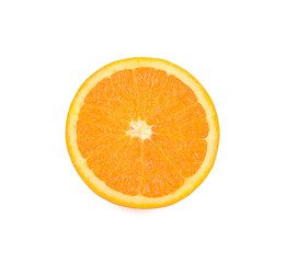 Slice of fresh orange isolated on white background