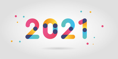 2021 new year numbers with gradient color - obrazy, fototapety, plakaty