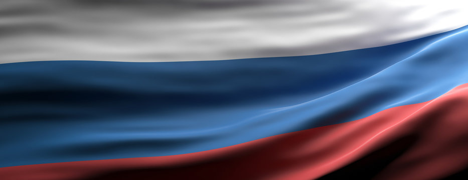 Russia national flag waving texture background. 3d illustration