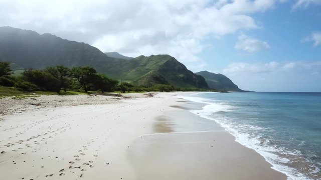 Breathtaking Landscape & Pristine Beaches of Tropical Island of Hawaii, Aerial