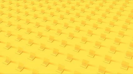 Yellow Laptops Grid Layout 3d illustration 3d render
