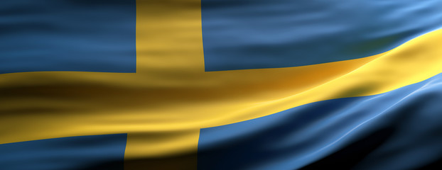 Sweden national flag waving texture background. 3d illustration