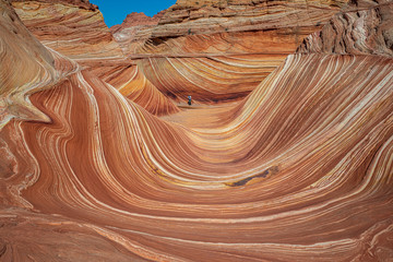 Arizona Wave - Famous Geology rock formation in Pariah Canyon closed due Coronovirus Covid-19 Pandemic, Usa border of Utah and Arizona